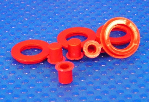 3er Pack Dimmer Reduzierhülse mit Ring von 4 mm auf 6 mm rot