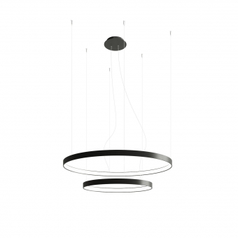 LED Design Hängeleuchte RIO 2-Ringe 55cm und 78cm schwarz 3000K 2-Stahlringe