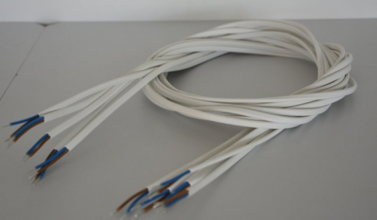 Kabelzuschnitt 1,55 m, 0,5m² weiß 5er Pack