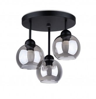 Schwarze LED Deckenlampe ALINO 3 Lichtpunkte Stahl/Glas inkl. LED warmweiß 3x7,5W