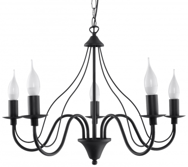 Retro Kronleuchter Kerzenleuchter 5-flammig schwarz Stahl inkl. LED warmweiß 5x7,5W