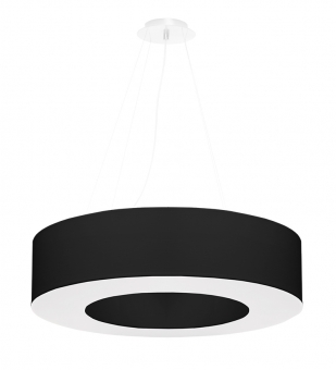 Ring LED Pendellampe 70cm Stoff Lampenschirm schwarz inkl. LED warmweiß 6x7,5W