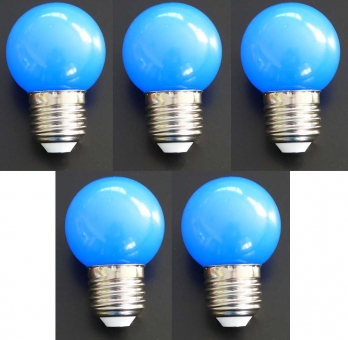 LED Lampe Tropfen E27 1 Watt blau 5er Pack