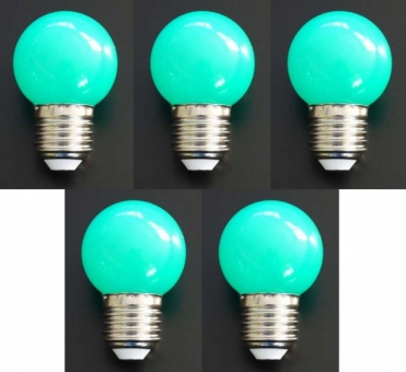 LED Lampe Tropfen E27 1 Watt grün 5er SET
