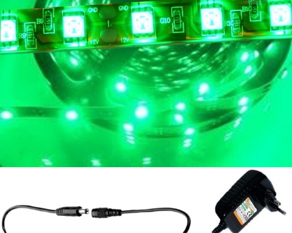 LED Stripe Set 1m 60x 5050 SMD LED grün IP63 mit Netzteil