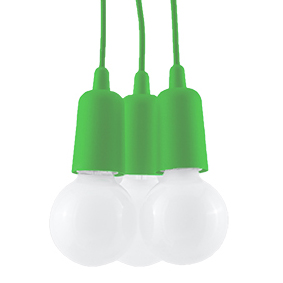 LED Pendellampe DIEGO 3-flammig grünes Kabel inkl. E27 LED warmweiß 3x7,5W