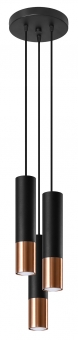 Moderne LED Hängelampe 3-flammig Pulk schwarz/Kupfer Stahl inkl. LED warmweiß 3x7W