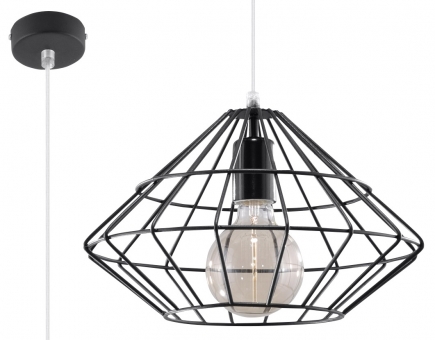 LED Küchenlampe Umberto schwarz Stahl-Lampenschirm Gitter inkl. LED warmweiß 7,5W