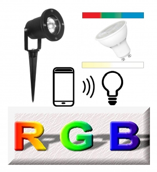 SMART Home RGB+WW+KW CCT Gartenstrahler 5 Watt  Steuerung Sprache und APP
