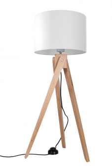 Stehlampe mit Lampenschirm Höhe:100cm Natural Holz Leuchte mit PVC inkl. LED warmweiß 7,5W 