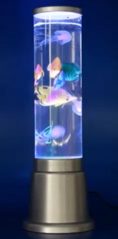 Wassersäulen LED Lampe farbig 5x bunte Fische