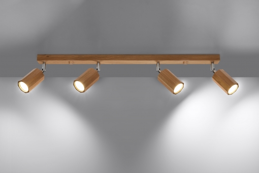 Holz Deckenstrahler schwenkbar kippbar 4-flammig Eiche inkl. LED warmweiß  4x7W | LichtED.de - LED Lampen und Beleuchtung