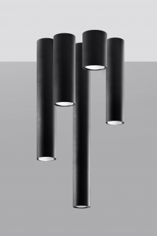 | 7W schwarz TUBE LAGOS und LED LED GU10 - warmweiß Stahl 10 inkl. 10cm cm LichtED.de LED Beleuchtung Lampen Deckenspot