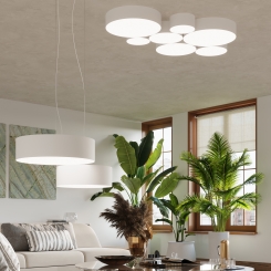 ArtNr: 2 - Wohnzimmer Deckenleuchte 35cm weiß PVC inkl. LED warmweiß 2x7,5W
