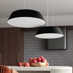 ArtNr: 2 - Große LED Deckenlampe 60cm konischer Lampenschirm Stoff schwarz inkl. LED warmweiß 5x7,5W