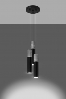 Design LED Pendelleuchten-Gruppe Beton 3-flammig schwarz inkl. LED warmweiß  3x7W | LichtED.de - LED Lampen und Beleuchtung