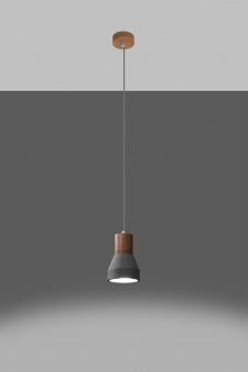 Wohnraum LED Pendelleuchte Beton und Holz inkl. LED warmweiß 7,5W |  LichtED.de - LED Lampen und Beleuchtung