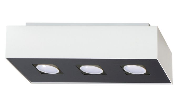 Eckige Deckenlampe MONO 3-Lichtpunkte weiß Stahl inkl. LED warmweiß 3x7W