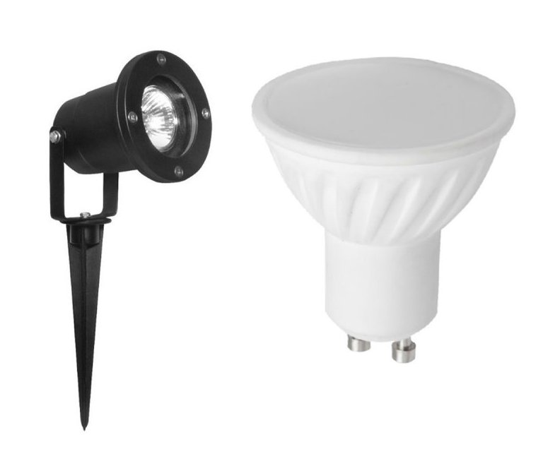 LED Gehäuse Schukostecker 230 8 LED Watt Lampen Beleuchtung und Gartenspot mit - Erdspieß LichtED.de V | schwarz kaltweiß