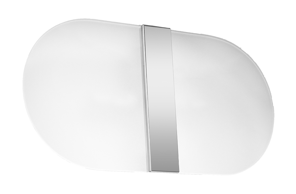 Ovale Design Flur Wandleuchte aus Glas und Stahl inkl. LED warmweiß 2x4,5W
