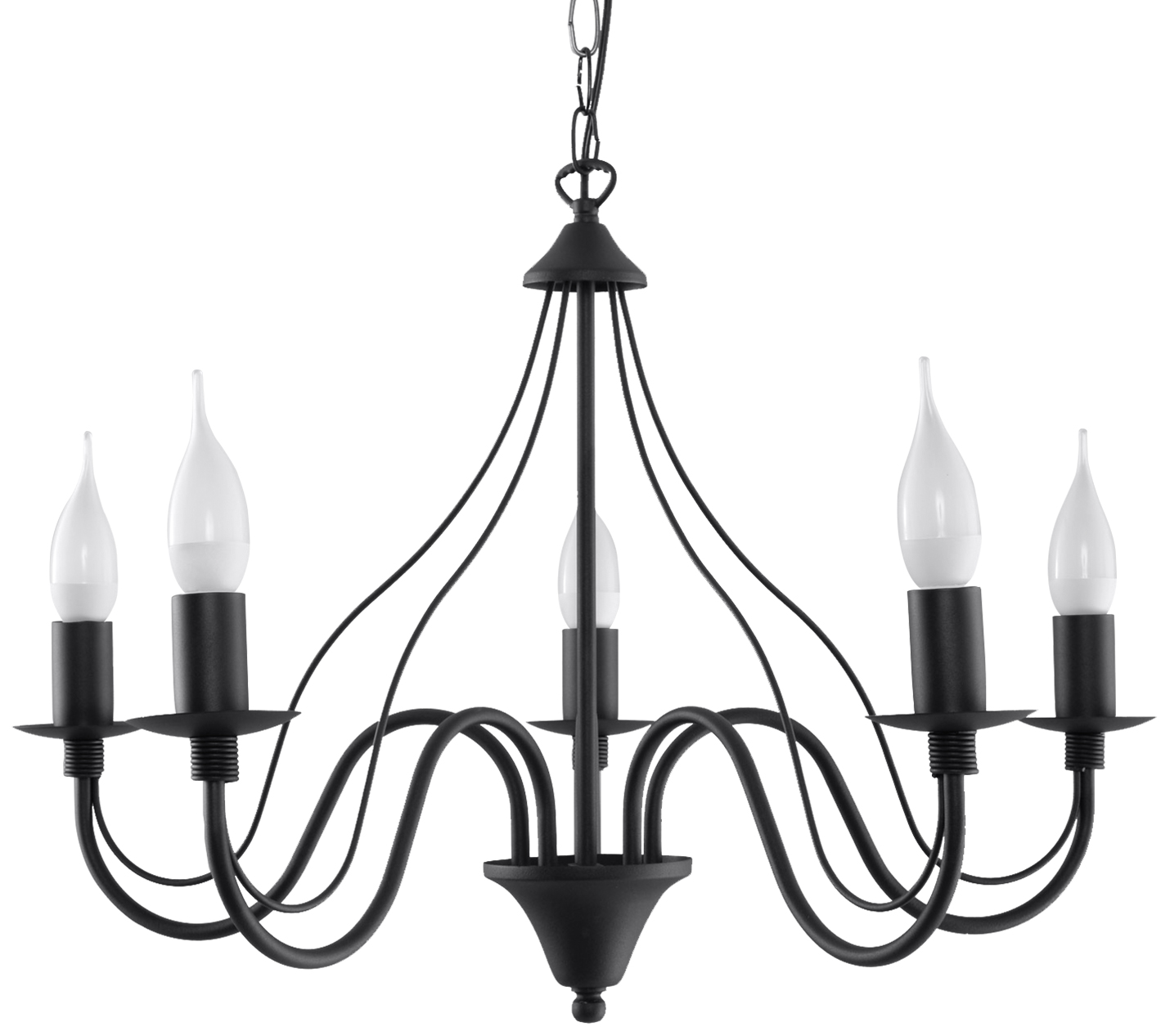 Retro Kronleuchter Kerzenleuchter 5-flammig schwarz Stahl inkl. LED warmweiß 5x4W