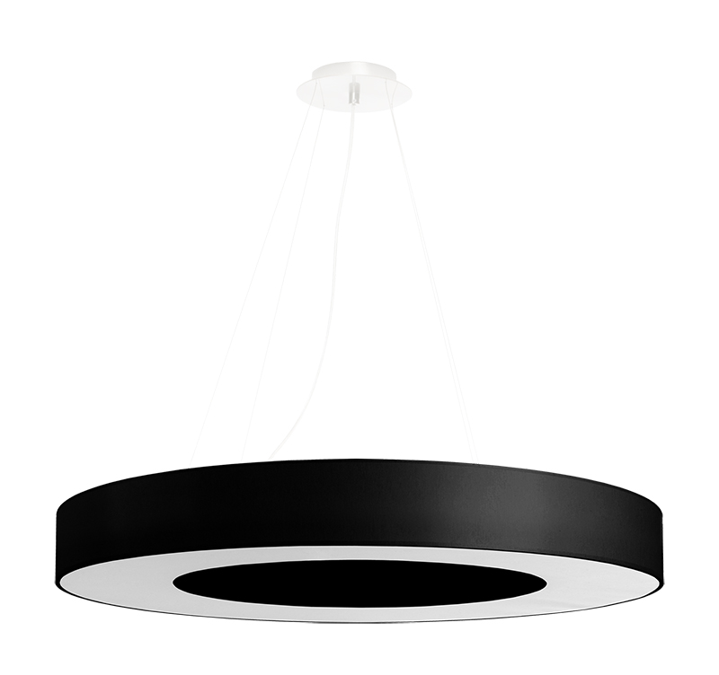 LED Ringlampe mit schwarzem 70cm Stoff Lampenschirm inkl. LED warmweiß 6x7,5W
