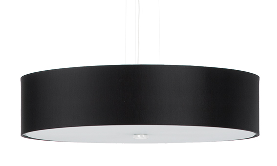 LED Hängelampe schwarzer Stoff-Lampenschirm 50cm rund flach inkl. LED warmweiß 5x7,5W