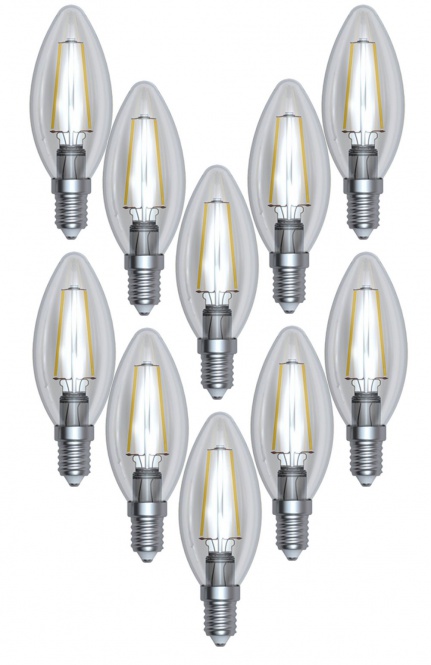 10 Stück LED Filament Leuchte Kerze E14 2W 200 Lumen A Lampe Glühfaden 