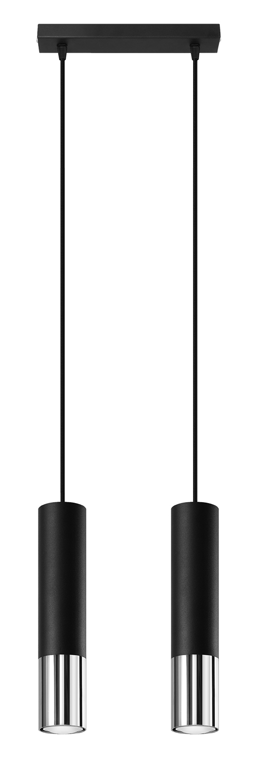 Moderne LED Pendellampe 2-flammig schwarz/Chrom Stahl inkl. LED warmweiß 2x7W