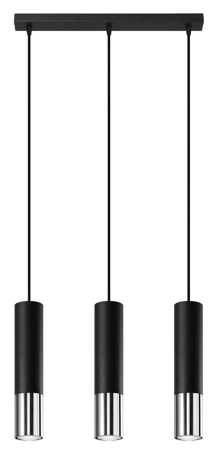 Design LED Hängelampe 3-flammig schwarz/Chrom Stahl inkl. LED warmweiß 3x7W