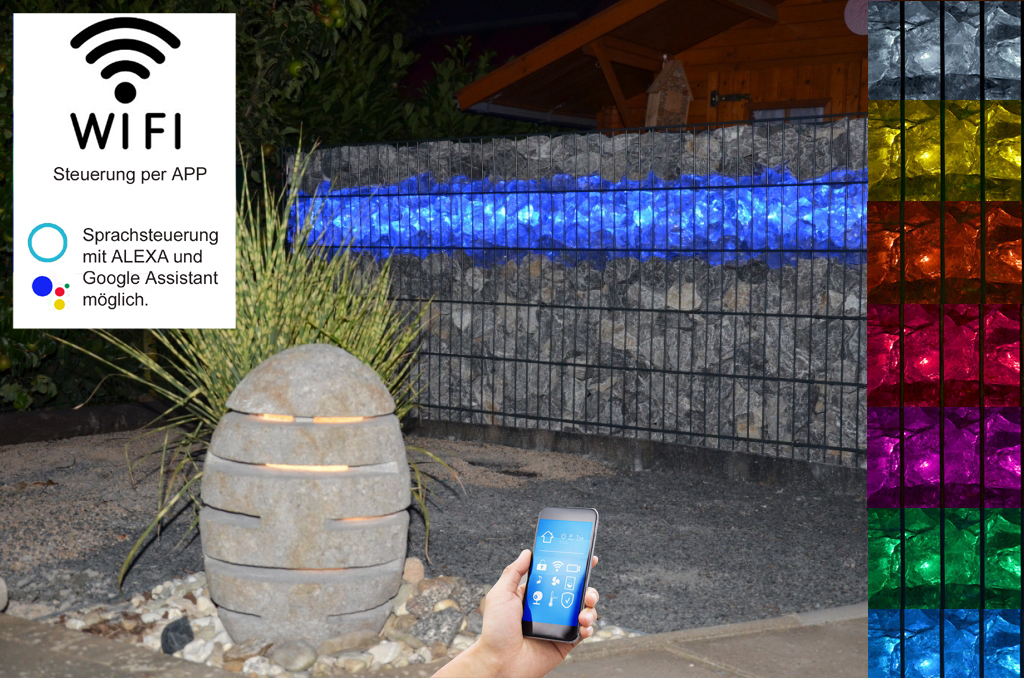 SMART Home APP Gabionen Leuchte 1,40 m RGB Alexa/Google Sprachsteuerung