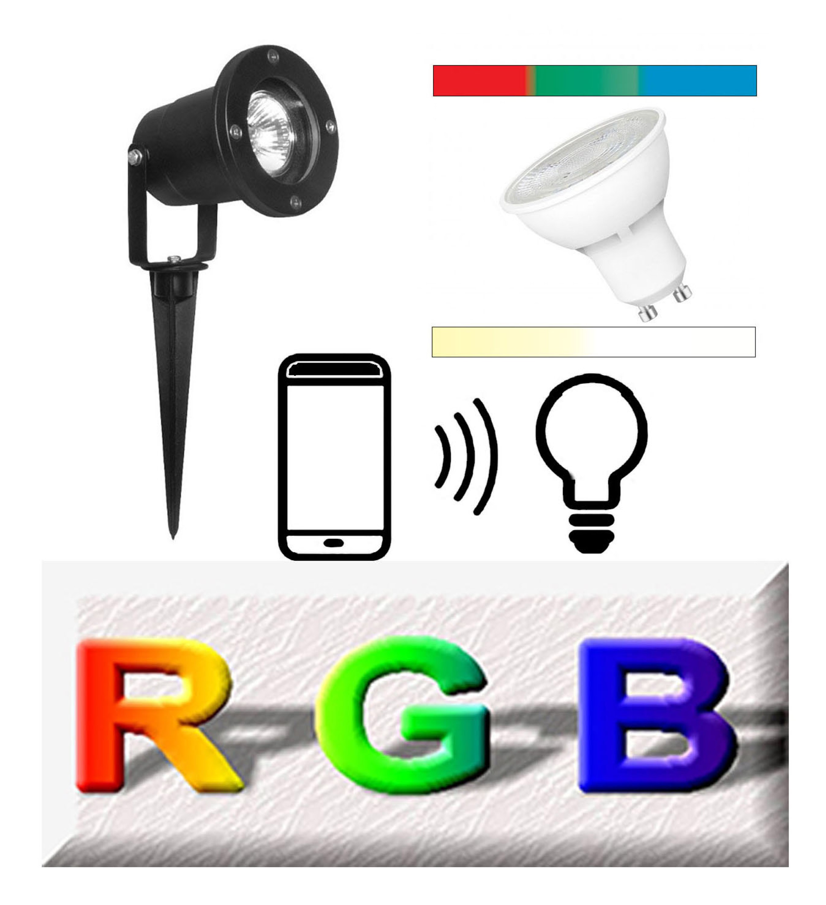 SMART Home 3er Set RGB+WW+KW CCT Gartenstrahler 5 Watt  Steuerung Sprache und APP